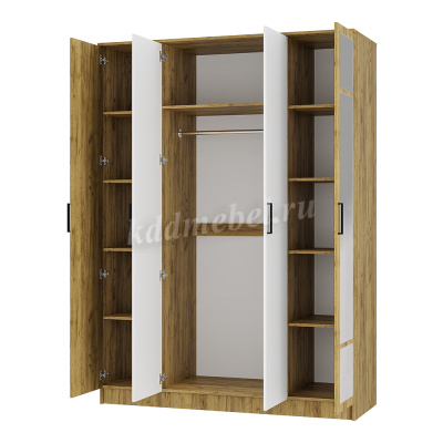 Шкаф Евро 4-х створчатый (Крафт/Белый)