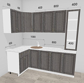 Кухня угловая Юлия 1,20*2,20 МДФ (Серый сандал/Сахара белая)