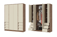 Шкаф Рейн 4-х створчатый (Дуб крафт табачный/Кашемир)