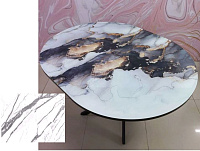 Стол обеденный раздвижной Арчи-2 0.9 (Мрамор белый 412/Кромка черная/Опоры черные)