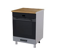 Шкаф нижний духовой 6Д кухня Осло без столешницы (Белый/Карбон светлый) 