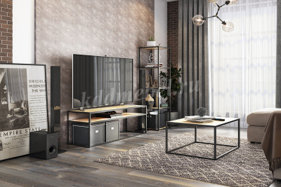 Стол журнальный Стиль 1 (Черный муар/Дуб сонома)