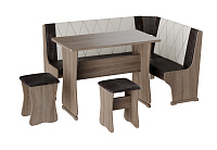 Кухонный уголок Гамма тип 2 (Дуб сонома трюфель/Шоколад/Бежевый) к/з