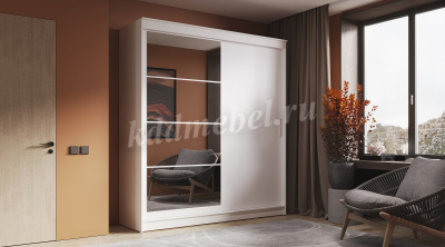 Шкаф-купе Гранд 2000 (Белый/Белый гладкий/Зеркало)