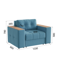 Кресло кровать Виконт_Светло-голубой