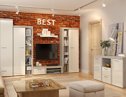 Бест (Бетон/Белый глянец)