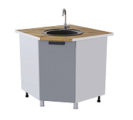 Шкаф нижний мойка угловая УМ кухня Крафт без столешницы (Дуб сонома/Бетон светлый)