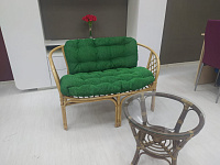 Диван двухместный RJG-Bahama (Ротанг №4, ткань зеленая)