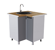 Шкаф нижний угловая мойка УМП кухня Осло без столешницы (Белый/Карбон брюле) 