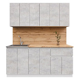 Кухня Лето 1,8 (Цемент светлый/Дуб вотан)