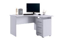 Стол компьютерный угловой Лайт-2 (Белый)