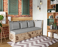 Скамья Роденго со спальным местом (Дуб сонома /Рогожка бежевая)