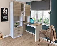 Стол компьютерный КС-04 (Белый/Дуб сонома) 