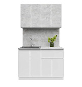 Кухня Лето 1,2 (Белый/Цемент светлый)