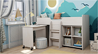Кровать-чердак Каприз-14 мини с выкатным столом (Анкор белый)