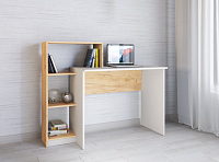 Стол компьютерный Квартет-2 (Дуб крафт золотой/Белый древесные поры)