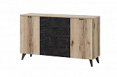 Комод Омега комбинированный (Дуб делано светлый/камень Пьетра черный) 