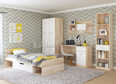 Полка навесная Стелс 1 дверка (Дуб сонома/Белый)