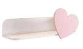 Полка навесная Сердечко (Белое дерево/Пудра розовая)