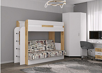 Кровать Колибри с диваном (Бунратти/Белый/Буквы)