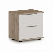 Тумба прикроватная 2 ящ Джулия (Дуб крафт серый/Белый глянец) 